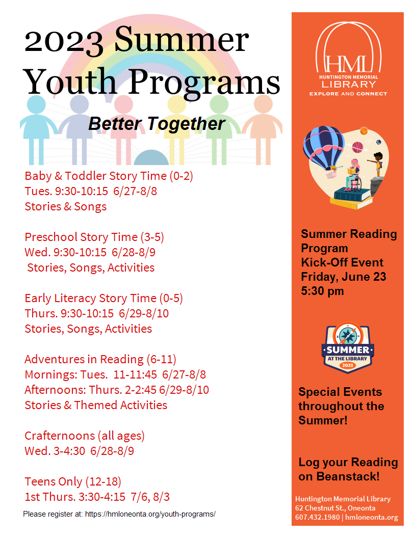 Youth Programs - Public Library | Oneonta, New York | Huntington ...